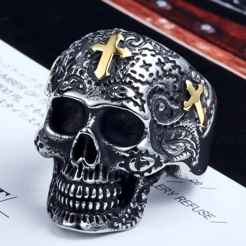 Мужское кольцо из нержавеющей стали ювелирное изделие на палец готический череп