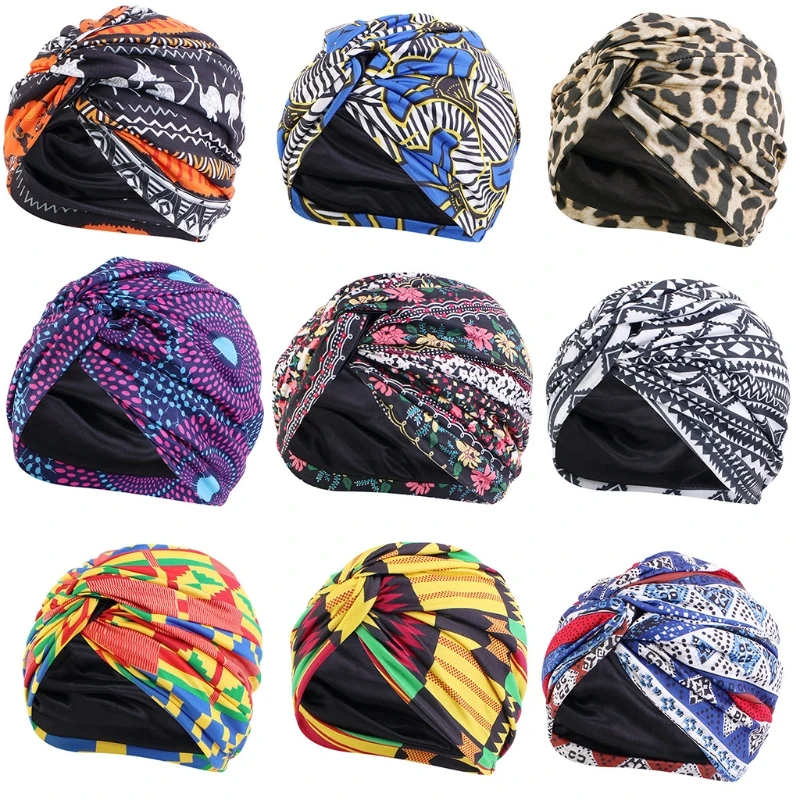 

New Muslim Inner Hijab Cap Floral Print Women Turban Hat Fashion Banadan Cancer Chemo Cap Cross Headwrap Female Hair Accessories