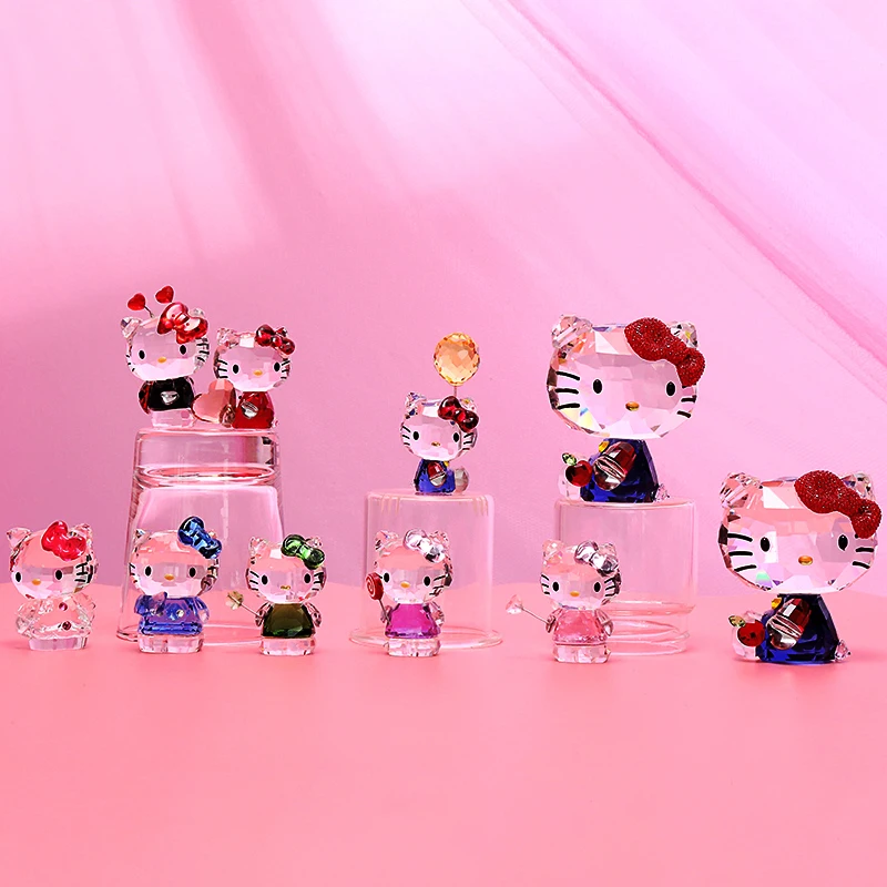 Изысканные Хрустальные Фигурки мультяшных кошек украшение для автомобиля кошка