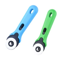 lmdz 2 pcs fabric rotary cutter with ergonomic soft handle for fabric quilting arts crafts sharp durable green and blue 45mm