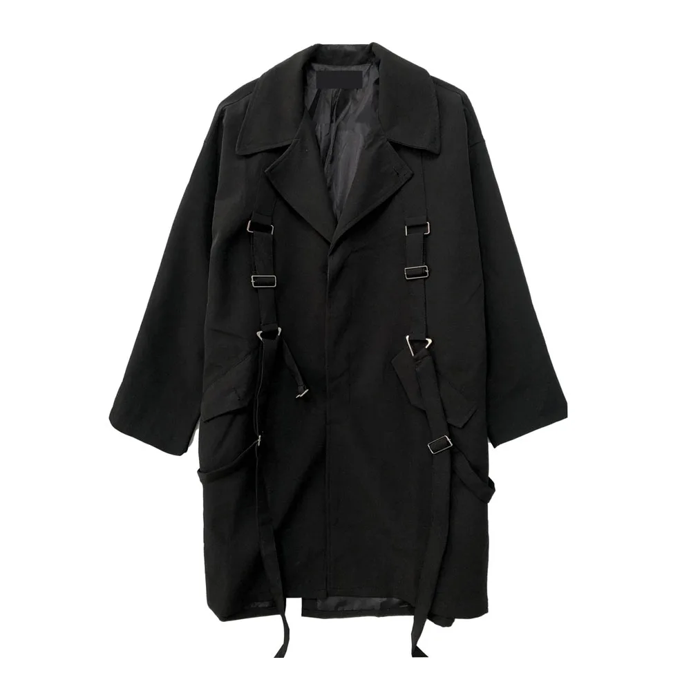 Уличный плащ для мужчин и женщин Свободный Длинный Тренч в стиле панк хип хоп с