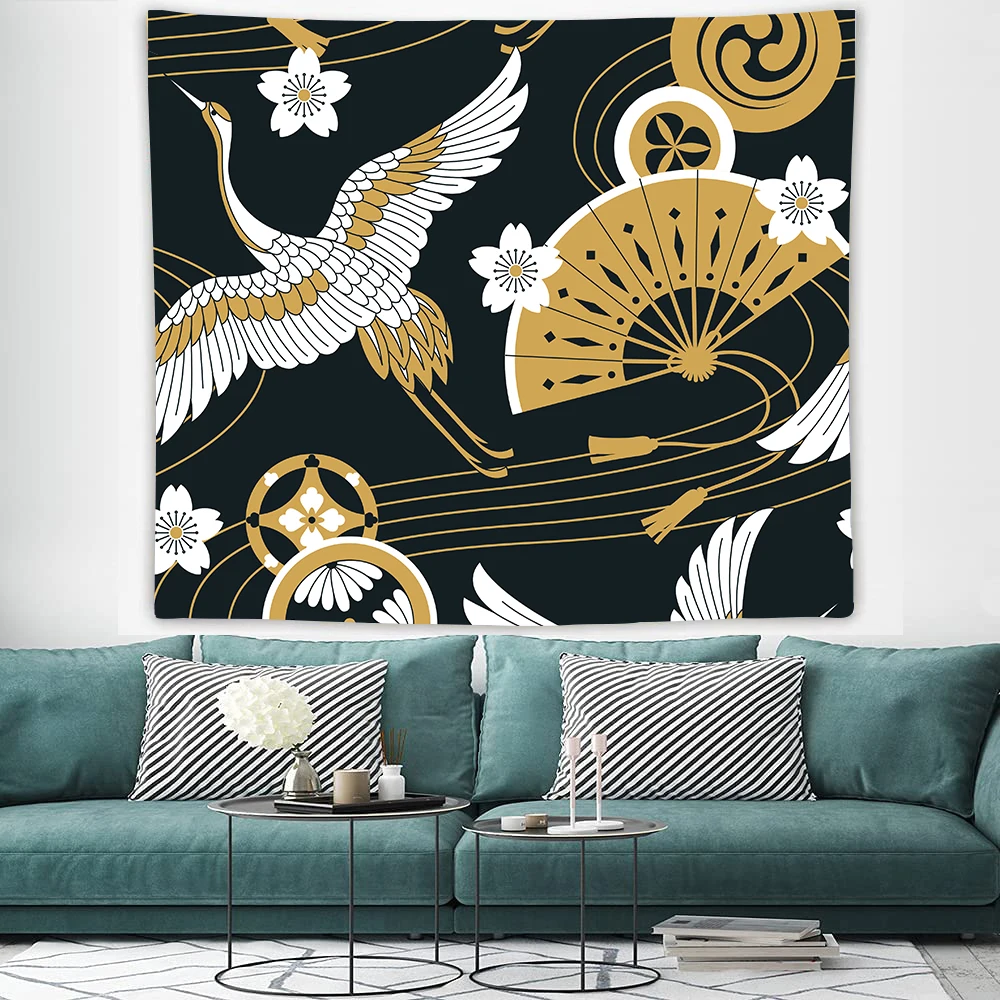 Настенный гобелен с принтом летающего Журавля настенный в эстетике для гостиной