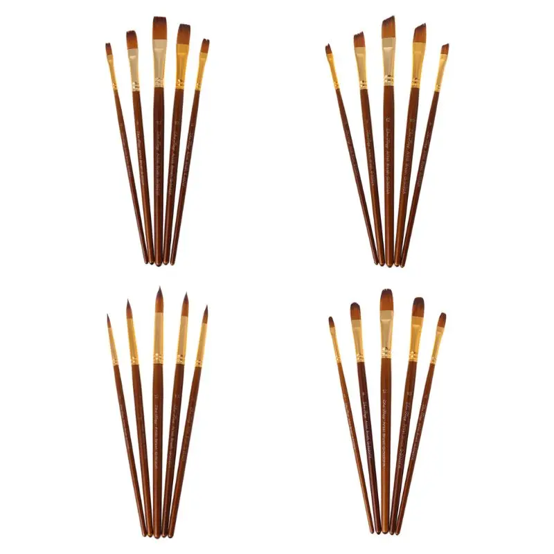 

5pcsPaint Brushes Round/Filbert/Angel/Flat Fine Nylon Hair Watercolor Gouache Tip Paintbrushes for Painting DIY Tools