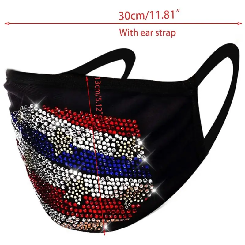 Патриотическая маска на лицо для мужчин и женщин блестящие украшения с