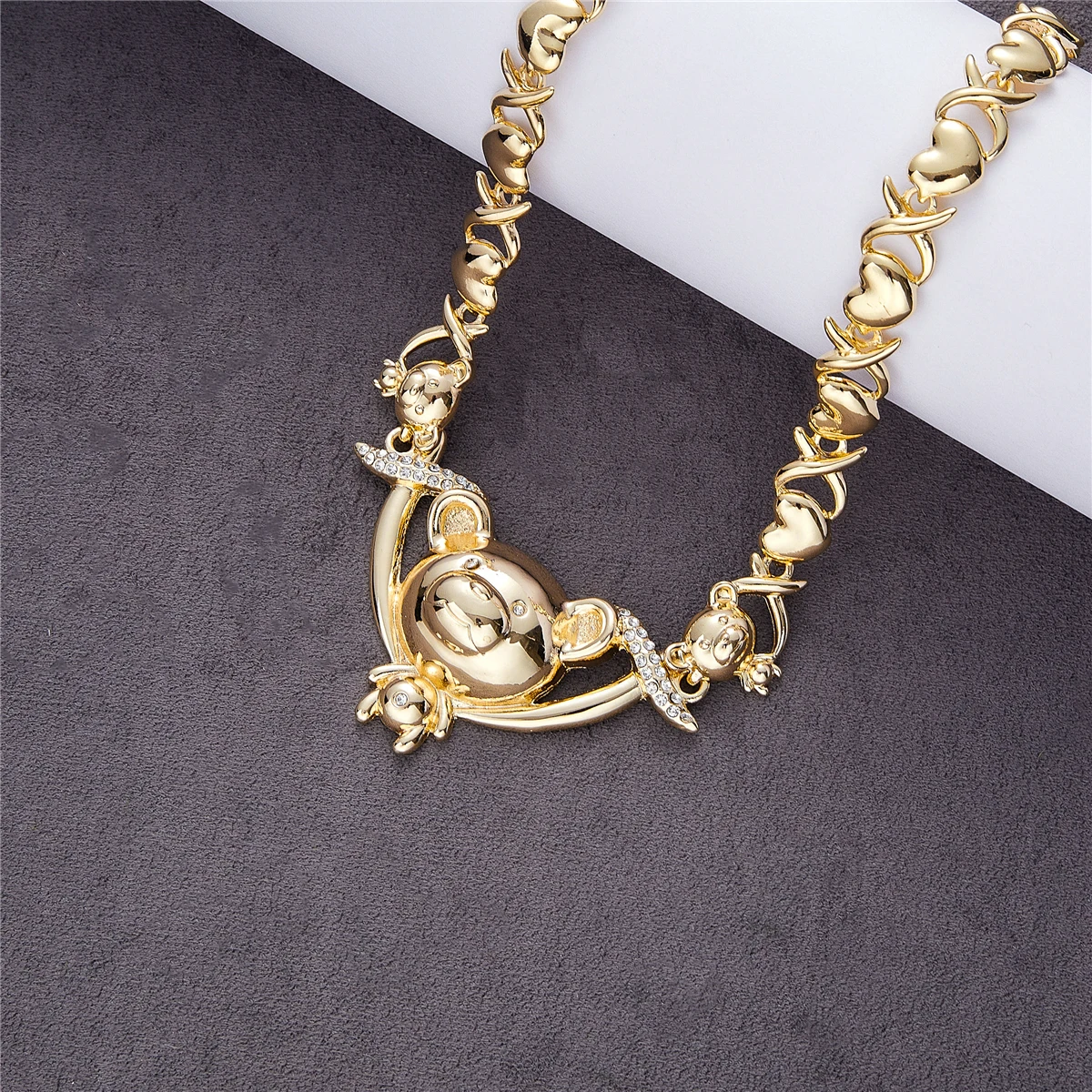 

Dubai 14k Gold Plated Jewelry Set Bear Necklace Women's Wedding Party Accessories Holiday Gifts