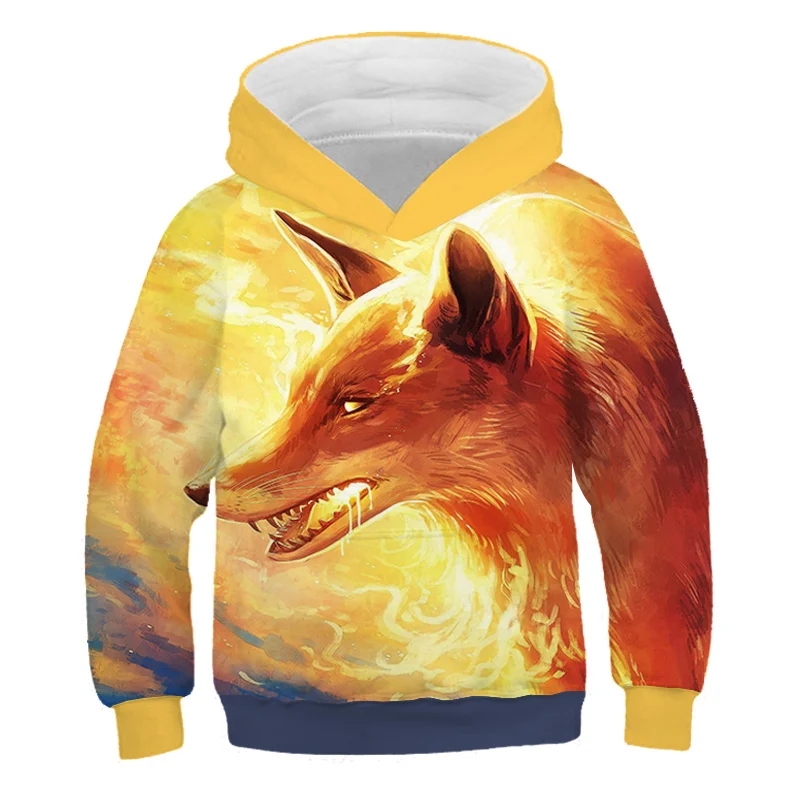 

2021 new 3D printed wolf boy children's animal hooded sweatshirt clothes children long-sleeved pullover top
