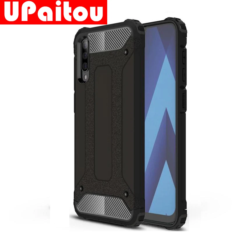 Черный UPaitou прочный двойной армированный чехол для samsung Galaxy A70 A50 A40 A30 A20 A10 чехол сверхпрочный противоударный чехол Гибридный Жесткий PC TPU - Цвет: Черный