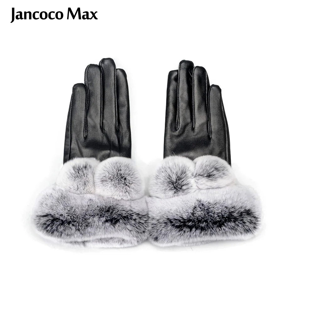 Женские перчатки Jancoco Max теплые зимние из 100% натуральной овечьей кожи с меховыми