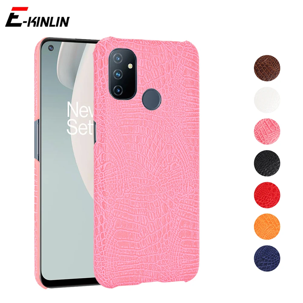 

Fashion Crocodile Pattern Leather Hard Phone Case For OnePlus One Plus Nord N10 5G N100 Plastic Protective Back Cover