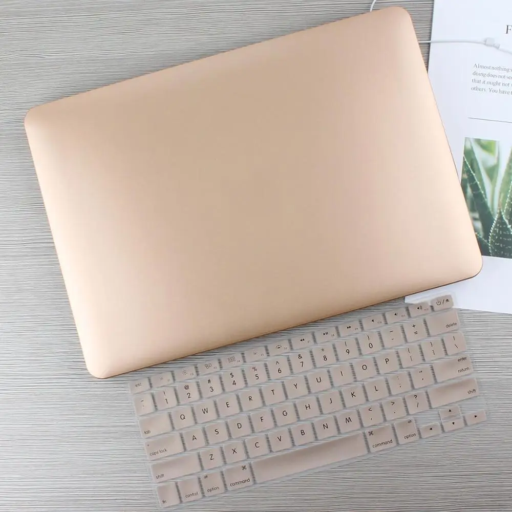 gold Жесткий чехол для ноутбука с металлическим распылением для Macbook Pro 13 15 New Air 13 Touch Bar A1707 A1932 чехол для Air 13 12 с пленкой для экрана - Цвет: gold