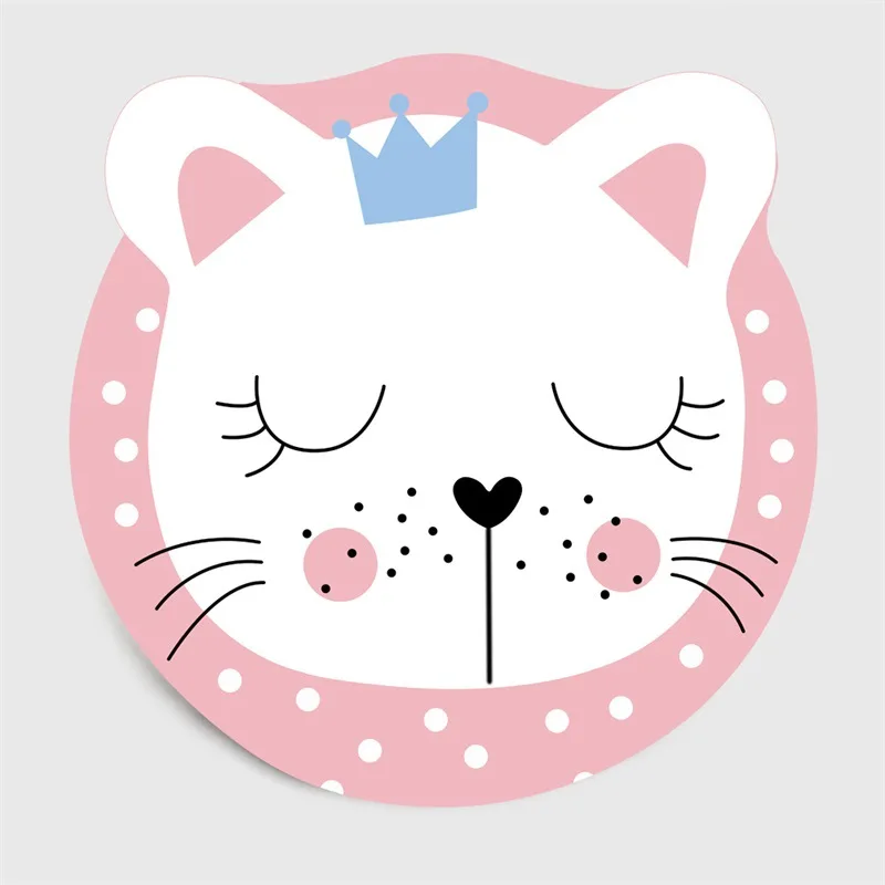 Круглый ковер с милыми мультяшными животными детский нескользящий для