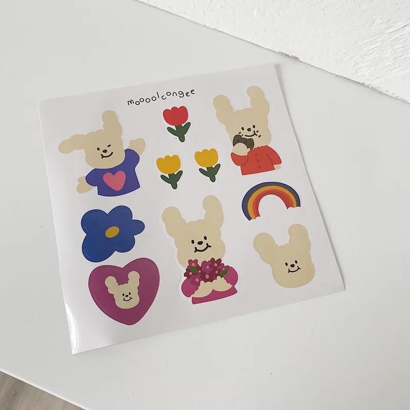 Милый мультяшный кролик медведь декоративная наклейка девушка ручная учетная