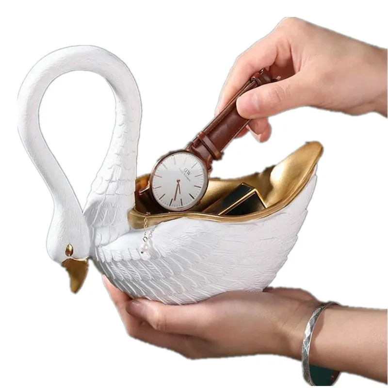 

Living Room decor Decorations jewelry Storage sundries Porch Wedding Couple gift Resin Swan Ornaments art modern decor bedroom
