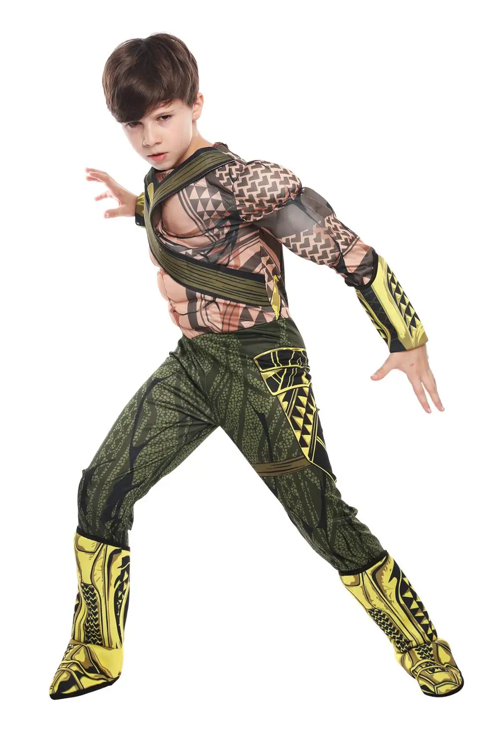 Делюкс Детский Мышечный Правосудие Аквамен Хеллоуин Костюм Мальчик Рассвет DC