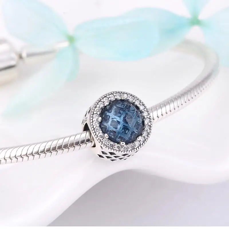 Круглый 925 серебро океан сердца Простой бисерами ювелирное изделие DIY ювелирных