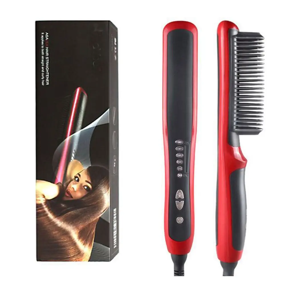 

Multifunctional Hair Straightener Brush Electric Beard Curler Ceramic Comb Hair Straightener Electric Staightener Brush