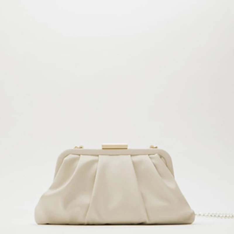 

Designer Pu Leather Women Clip Bag Pearl Chain Crossbody Bags Mini Women Shoulder Messenger Bag Lady Tote bolsa feminina Clutch