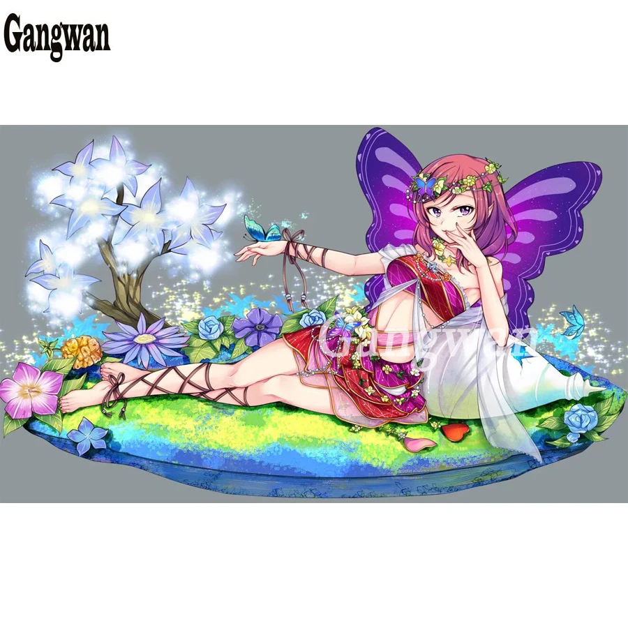 Полноразмерная картина из страз 5D &quotсделай сам&quot мультяшная сказочная девушка