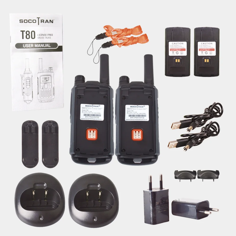 

SOCOTRAN Walkie Talkie pmr446 Long Range Rechargeable with Privacy Code Monitor VOX PMR License Free T80 Ham Radio Walky Talky