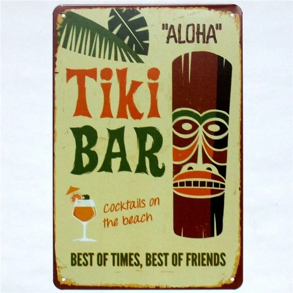 

TIKI BAR Metal Tin Sign Bar Pub Home Wall Decoration Retro Metal Art Poster Crafts 8x12 Inch