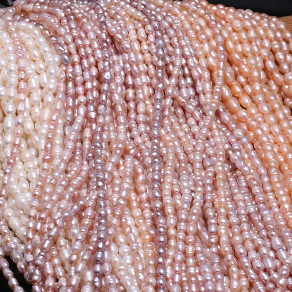

New rice-shaped pink purple white freshwater A pearl beads Simple And fashion DIY party jewelry gift size 5-6mm