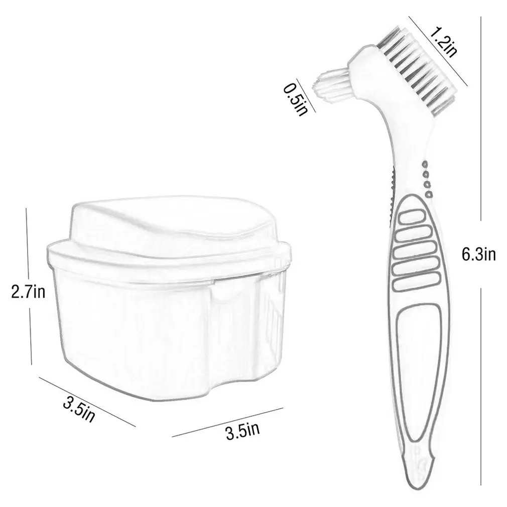 

Denture Cleaning Toothbrush Double Brush Head Environmentally Friendly Soft Non-slip Handle Denture Toothbrush