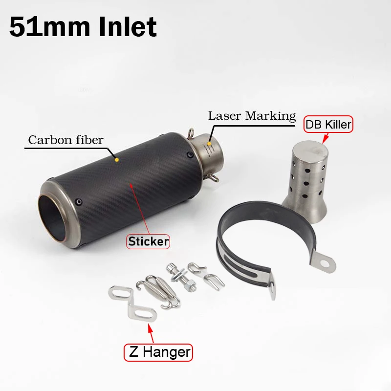 Free Shipping 51mm/60mm Motorcycle Pipe Exhaust with DB Killer Escape Muffler with Carbon Fiber Exhaust Mufflers For Z900 PCX125