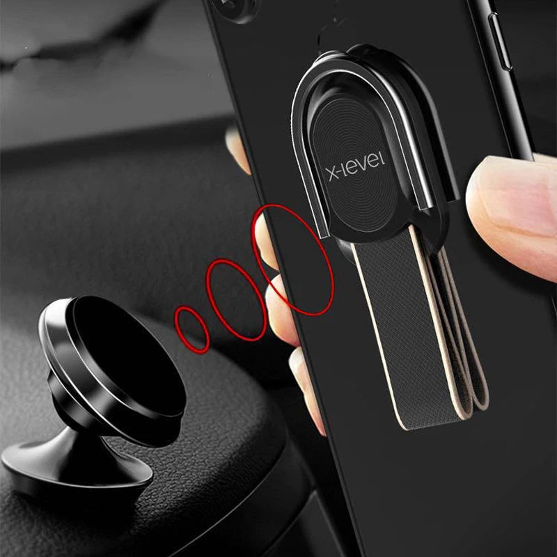 Плетеный держатель для телефона с кольцом на палец автомобиля Магнитная