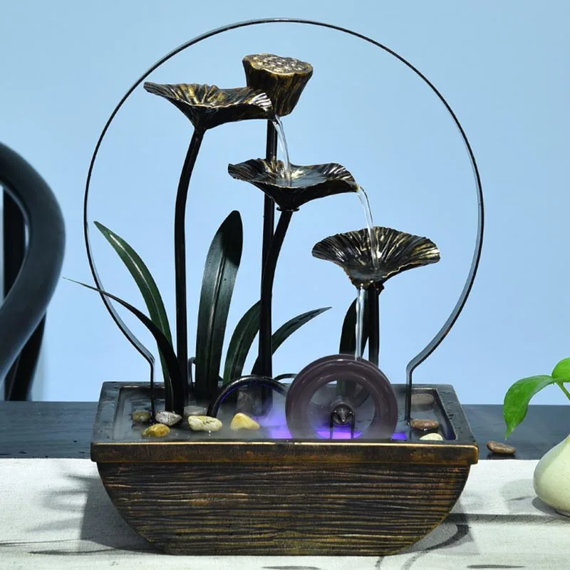 110В/220В винтажный Железный художественный смоляный фонтан Lucky Feng Shui украшение для