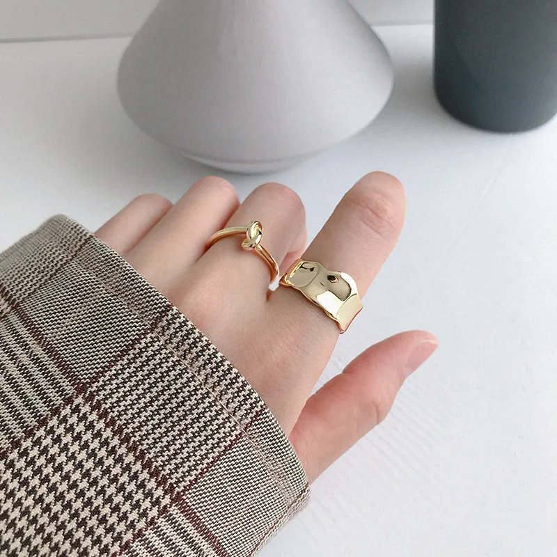 

2021 S925 Sterling Silver Ring Minimalist Irregular Concave-convex Opening Female Ring Personality Silver Ring Engagement Ring