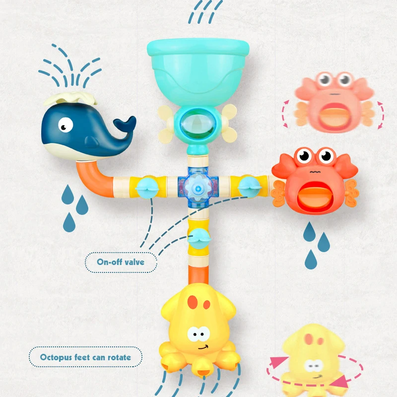 Baby Bath Toys Suction Cup Water Game Giraffe Crab Model Faucet Shower Spray Toy Bathroom Kit Gifts | Игрушки и хобби