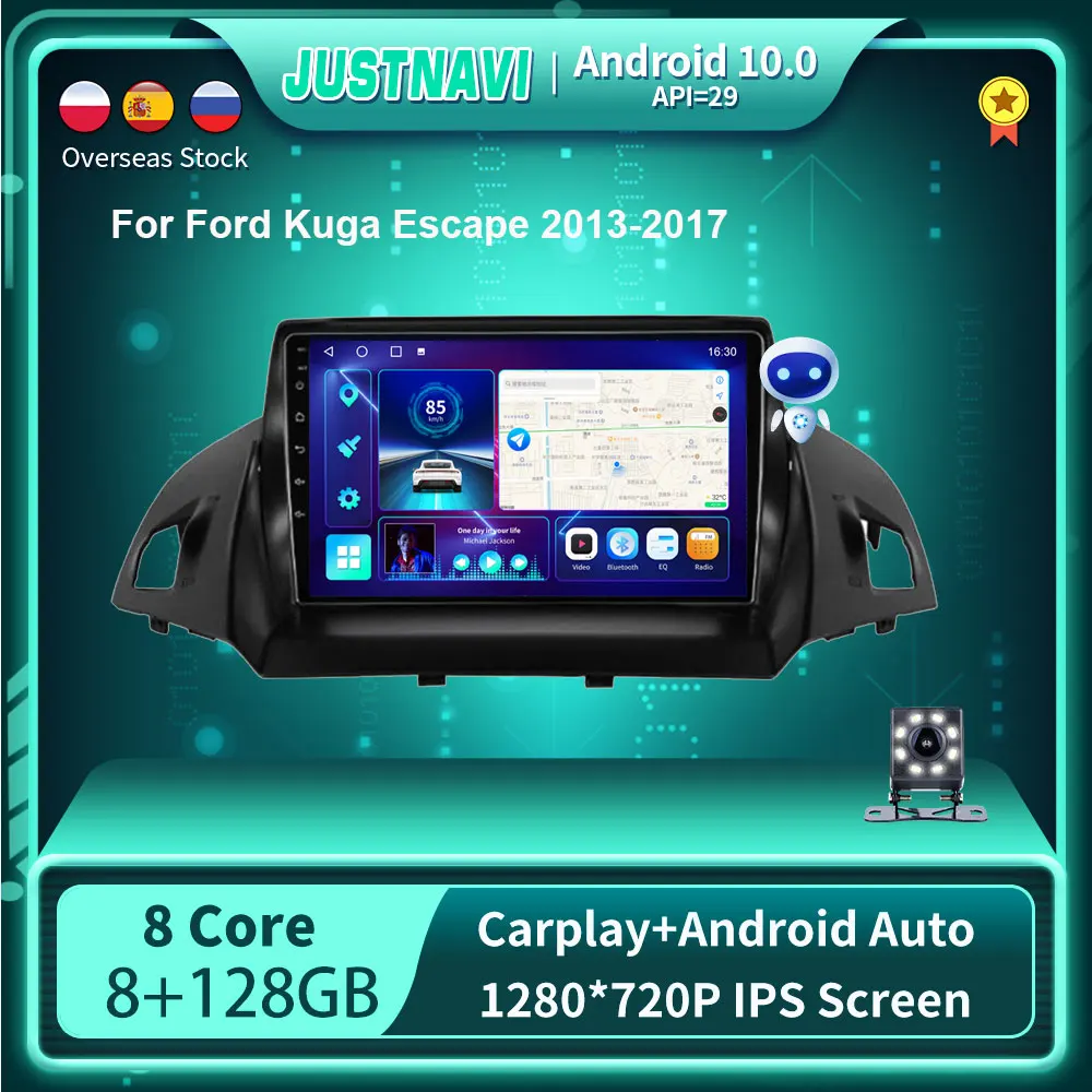 

8G 128G Newest Android 10.0 Car Radio Multimedia Player For Ford Kuga Escape 2013 - 2017 Navigation GPS Carplay Auto Stereo 2din