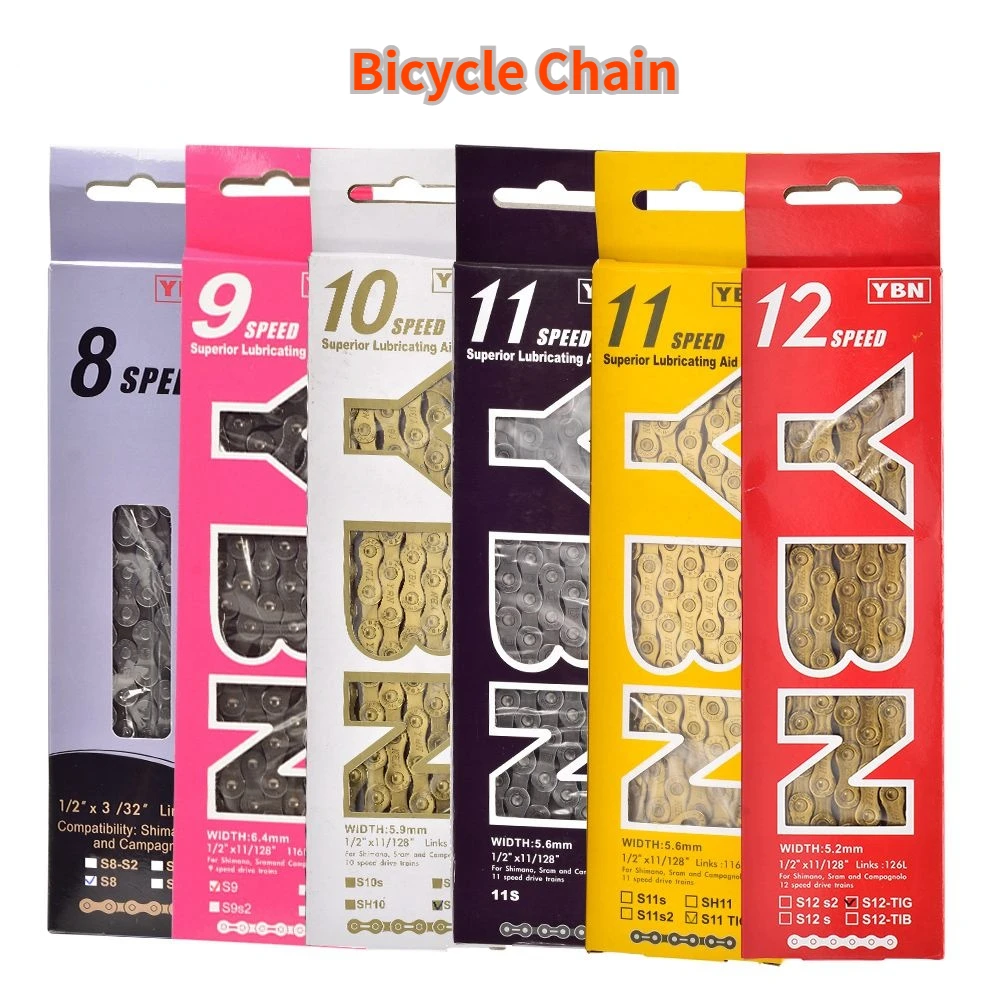 

YBN 10/11/12 Speed Bicycle Chain 116/126 LinK Mountain MTB Road Bike Chain for SRAM Shimano Shuntai Blueprint System Bike Parts