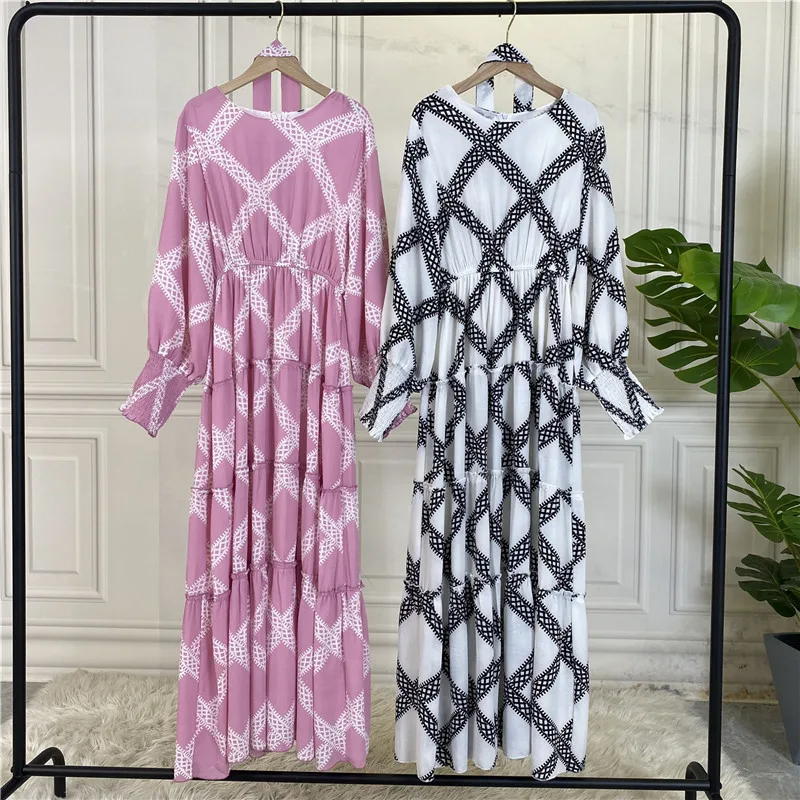 Fashion printed Arab women long skirts Muslim ethnic long skirts Abaya Ramadan casual long skirts French Spanish dresses