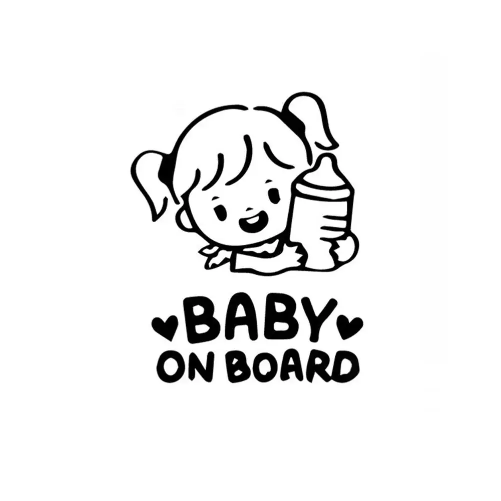 

Cartoon Baby On Board Little Girl with Feeding Bottle Car Window Sticker Decal