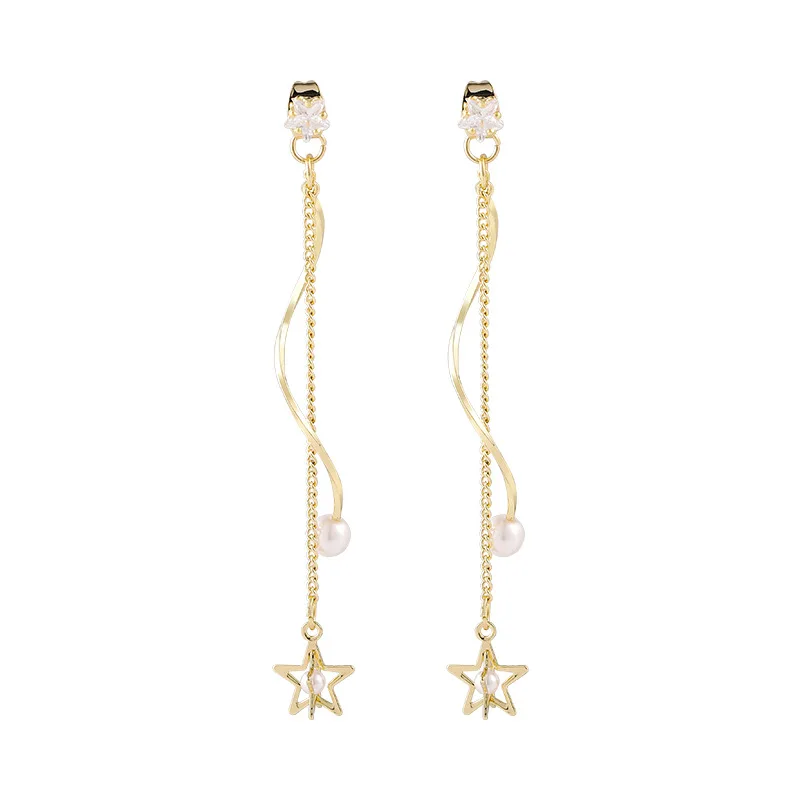 

XIAOBOACC Korean Fashion Hanging Earrings 2021 New Long Tassel Star Elegant Ear Studs for Women Free Shipping