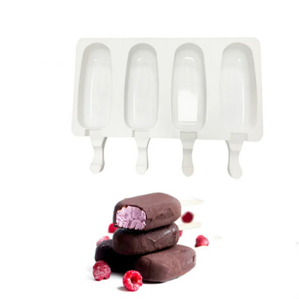 4 Cell Silicone Frozen Ice Cream Mold Juice Popsicle Maker Children Pop Mould DIY Stick Molds Tray Hot Sale | Дом и сад