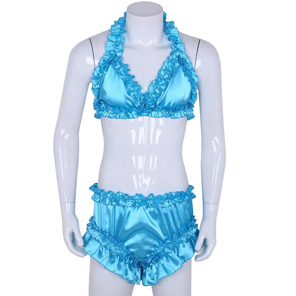 Комплект нижнего белья Feeshow мужской мягкий атласный эротический комплект с