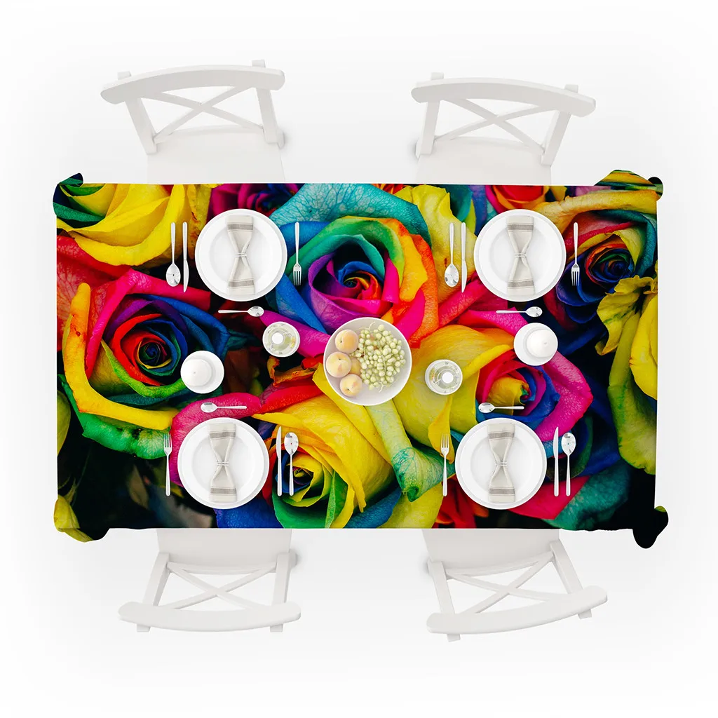 Скатерть с разноцветными розовыми принтами скатерть цветами праздничный Декор