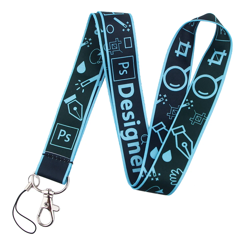 

PF424 Dongmanli PS AI Photoshop Chain Neck Straps lanyard Car Keychain ID Card Pass Gym Mobile Key Ring Badge Holder Jewelry