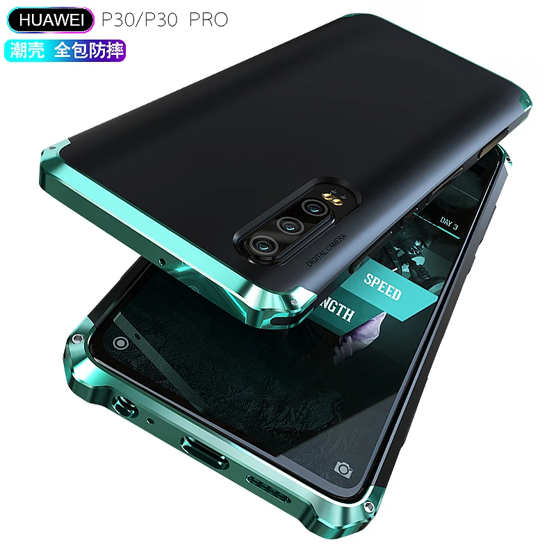 Высококлассный противоударный чехол для huawei P30PRO с металлической рамкой из поликарбоната, бампер из алюминиевого сплава P30 Pro, Текстурированный чехол