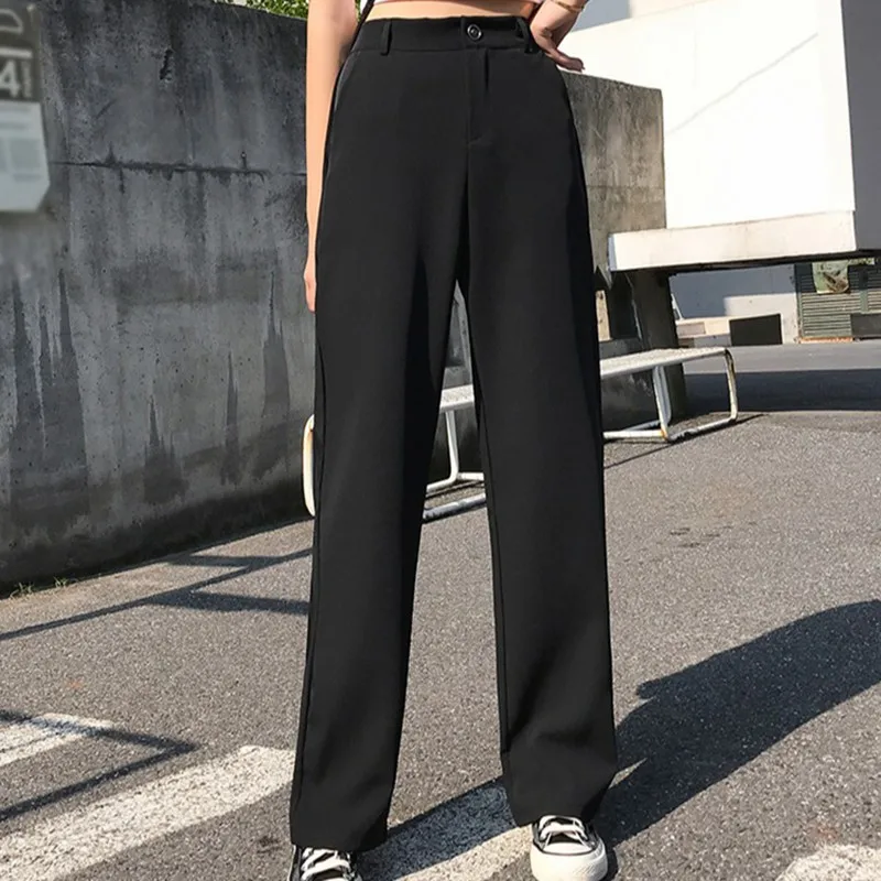 

Summer Women Black Ice Silk Loose Wide-Leg Panties Korean Casual Comfortable Popular Trousers New