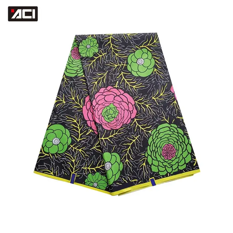 

ACI African Real Wax Prints Fabric Ankara Nigeria Wax Tissu Africain 6 Yards Polyester Material Ankara African Wax Prints Fabric