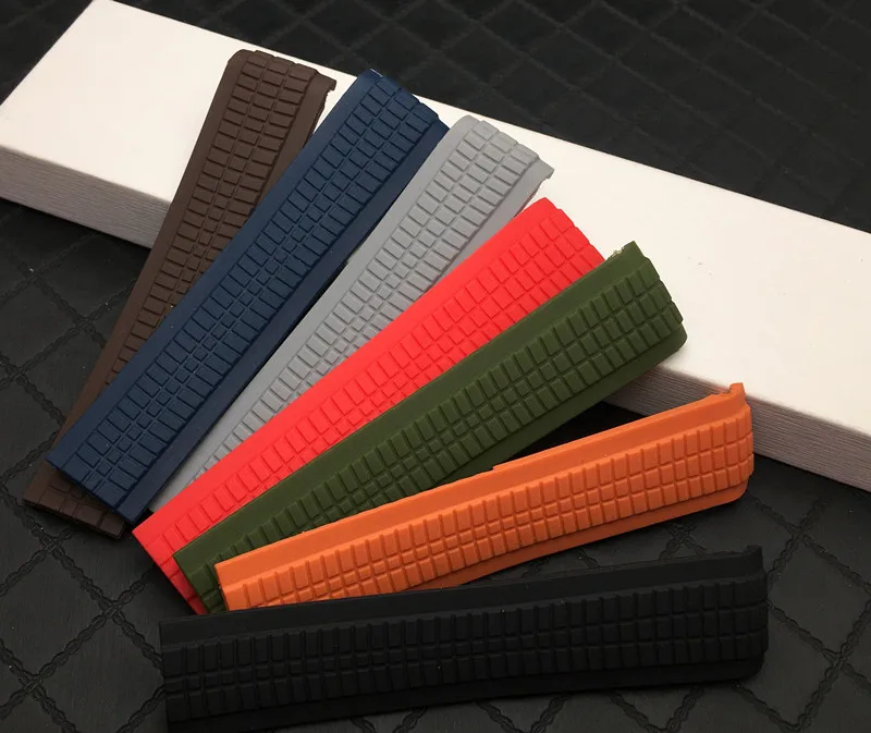 21 мм черный коричневый синий красный оранжевый серый зеленый резиновый ремешок