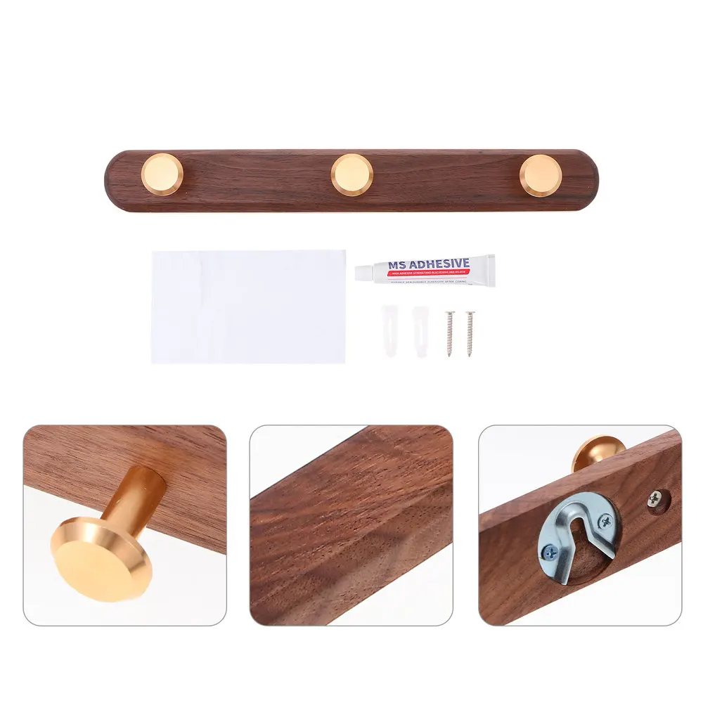 

Walnut Hanging Coat Rack Wall Hook Clothes Hanger Living Room Bedroom Organizer