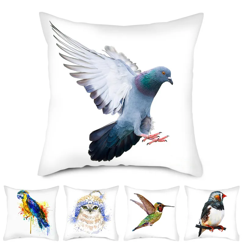 Чехол на подушку Fuwatacchi Woodpecker с принтом совы попугая птиц наволочка животными из