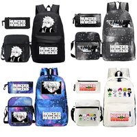 anime hunter x hunter 3pcsset backpack school bags for girls boy laptop travel backpack women backpacksshoulder bagspen bag