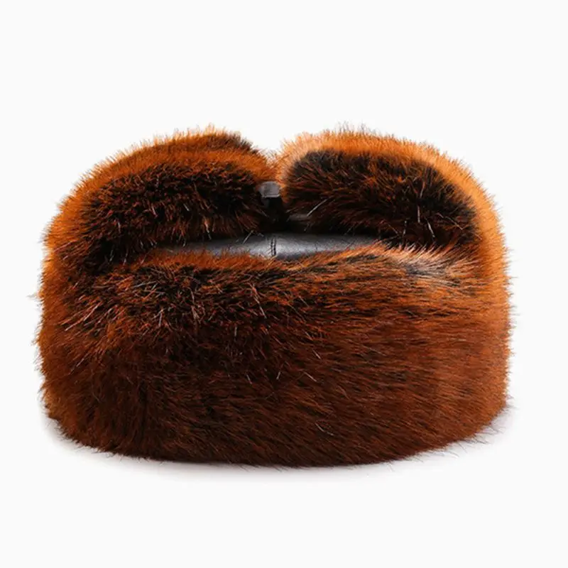 Унисекс зимняя шапка-бомбер из искусственной кожи утолщенная плюшевая уличная