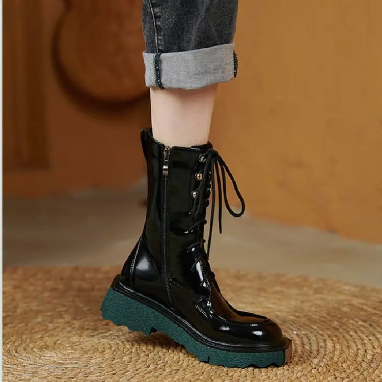 

Элегантные женские ботинки-Женская обувь зимняя обувь Челси на шнуровке с круглым носком Роскошные Дизайнерские резиновые дамские низкие ...