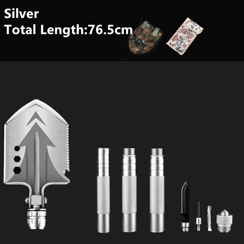 Silver 76.5cm HS инструменты военный портативный складной нож-Лопатка для наружного кемпинга пешего туризма альпинизмом многофункциональная лопата для выживания в чрезвычайных ситуациях - Цвет: Silver 76.5cm